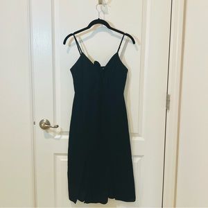 American Eagle Women’s Black Linen Bow Midi Dress - Size 0.